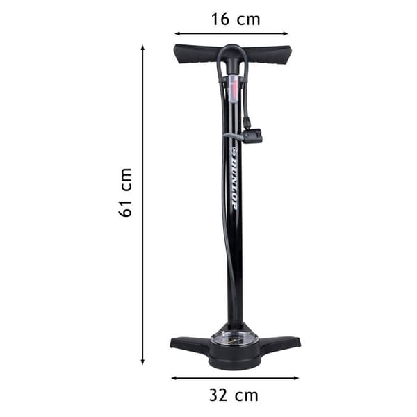 Cykelpump - Dunlop - Dubbel ventil - Analogtryckmätare - Inkluderade adaptrar - Blandad