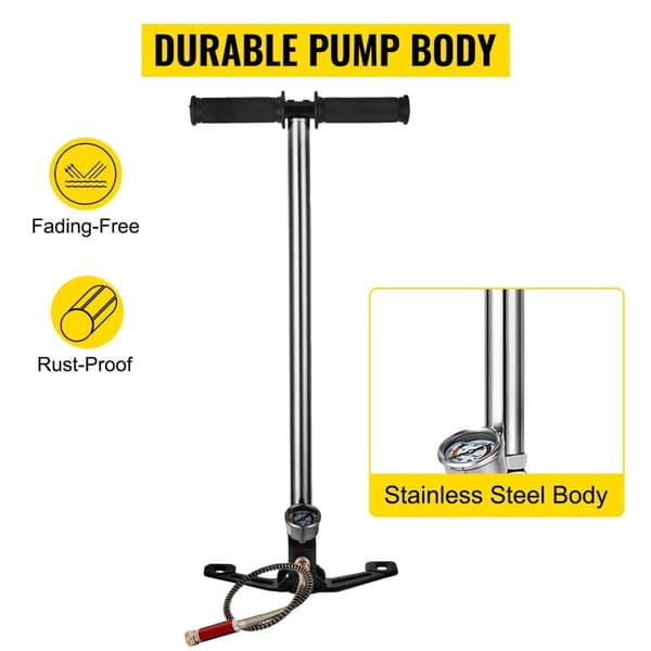 4500PSI 3-stegs PCP högtryckshandpump med exakt tryckmätare, arbetsbesparande design, vikbar pedal, bred användning