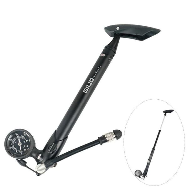 300psi/20bar portabel kompakt cykelpump med luftavluftare och mätare, 22,5cm hopfällbar slang, ergonomiskt handtag