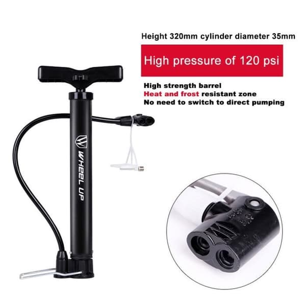 Bärbar cykelfotpump automatiskt vändbar Presta och Schrader ventiler minicykel psi luftpump med b nål