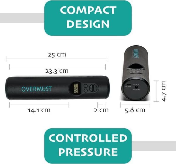 Bärbar kompressor - OVERMUST - 150PSI - Automatisk avstängning - LCD-skärm - LED-ljus
