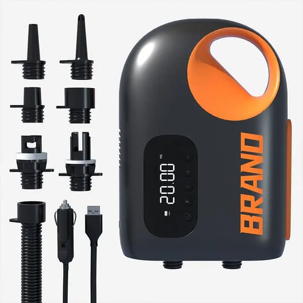 Oppustelig bådpumpe, 20 PSI maksimalt tryk, 18000mAh batteri,HVID