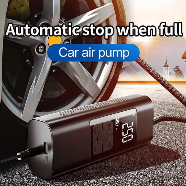TRÅDLÖS ELPUMP KOMPRESSOR BIL CYKEL 6000 mAh