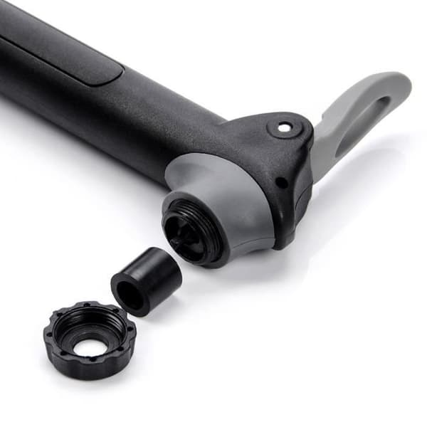 meteor Stroke cykelpump - för MTB och landsvägscykel - för Presta och Schrader ventiler - universal ramfäste - svart