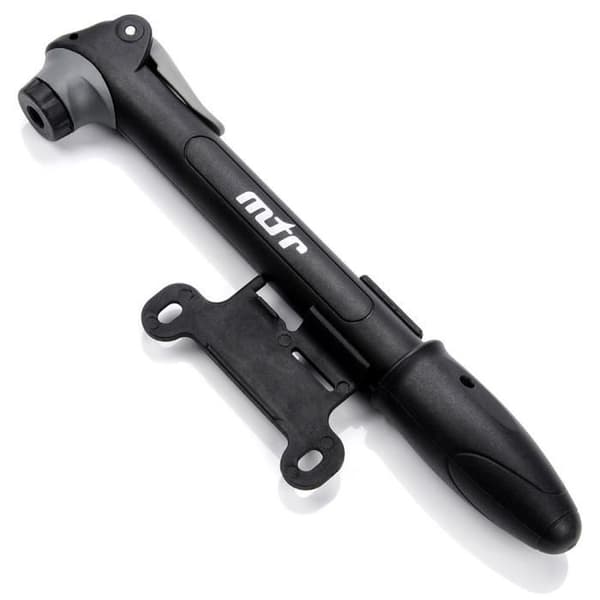 meteor Stroke cykelpump - för MTB och landsvägscykel - för Presta och Schrader ventiler - universal ramfäste - svart