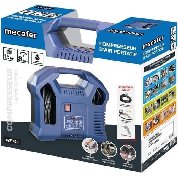Kompressor utan tank - MECAFER - 425792 - Blå - 1,5 hk - 8 bar