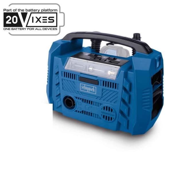 SCHEPPACH 20V IXES 10 bar hybrid elektrisk kompressor - Strømforsyning: batteri/net/cigarettænder - uden batteri eller oplader - Airforce 6