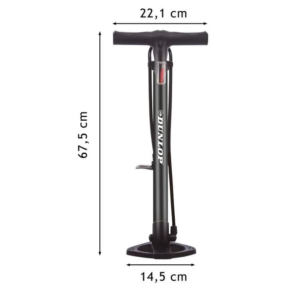 Cykelpump - Dunlop - Presta/Dunlop/Schrader - 2 adaptrar - 63 cm - Svart