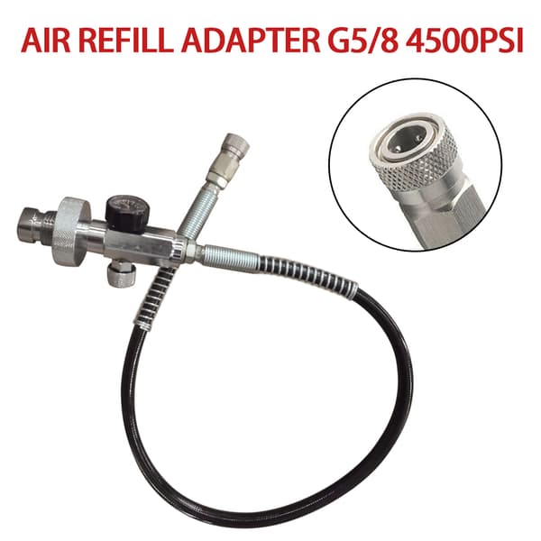 Ilman täyttöadapteri, G5/8 kierreliitin, 4500 PSI arvioitu paine
