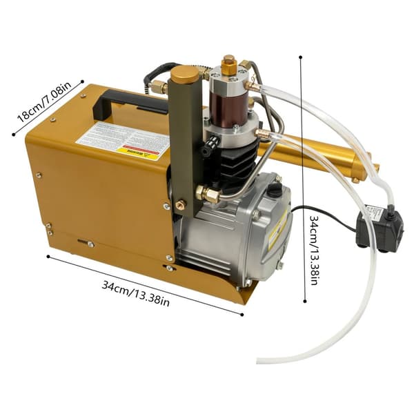 Højtryksluftpumpe, 30MPA oppustningstryk, 1,8KW effekt,Guld, EU, 220V