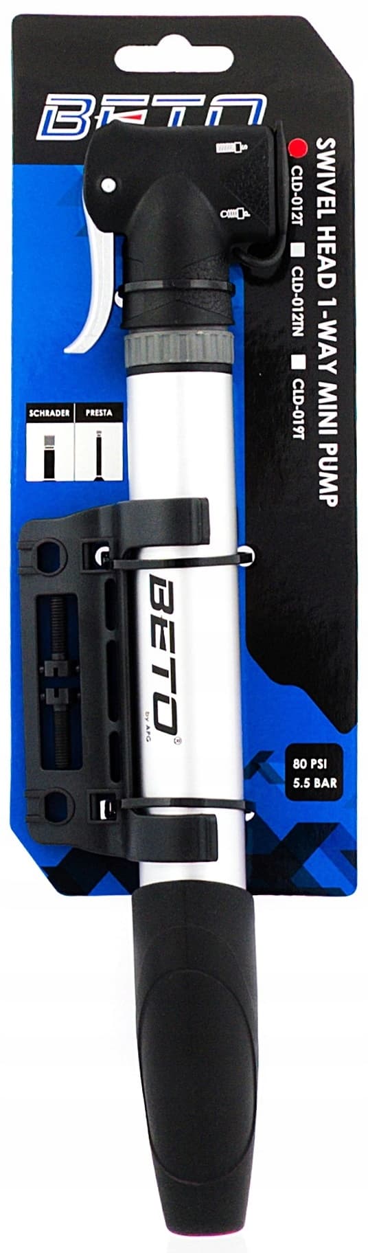 BETO 012T Cykelpumpe FV/FV/AV bevægeligt hoved