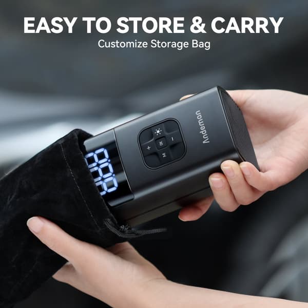 Bildäckspump 12V 7800 mAh Uppladdningsbar elektrisk cykelpump 150 PSI luftpump med tryckmätare, USB Power Bank