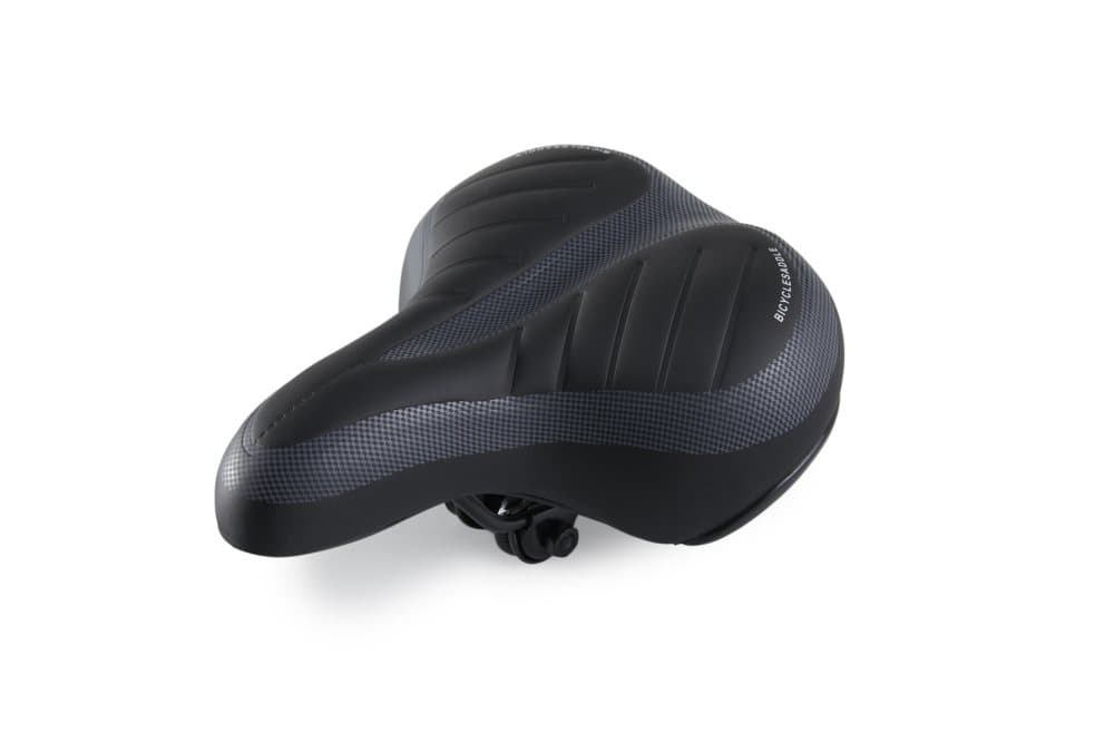 909 OUTDOOR Cykelsadel Komfort, Svart Cykelsadel MTB, Bred Cykelsadel Dam, Cykelsadel i PU Läder, Polypropylen och Järn, 25 x 21 x 15 cm