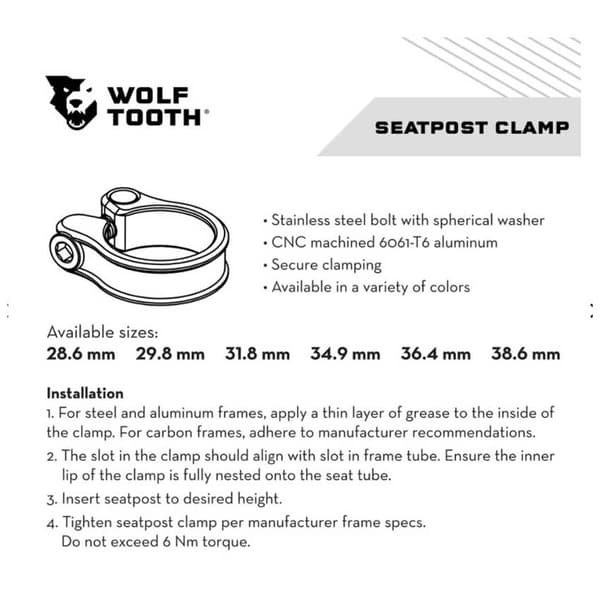 Wolf Tooth Sadelklämma Cnc Orange 36.4 mm