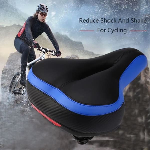 Large Big Bum Bike Cruiser Extra Comfort Sadel Seat - Blå och svart - Cykeltillbehör