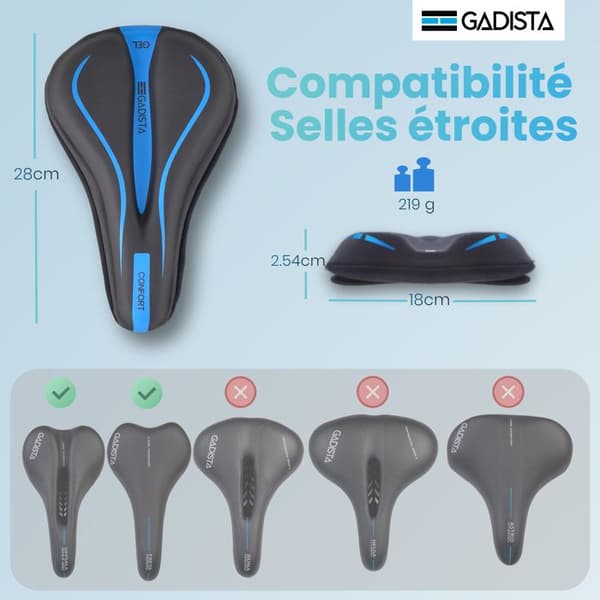 Gel cykelsadelskydd - GADISTA - Ultra Bekväm - MTB - Svart