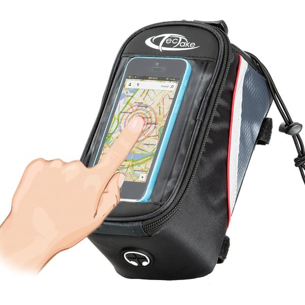 Cykelväska för smartphones - 20,5 x 10 x 10,5 cm, svart/grå/röd