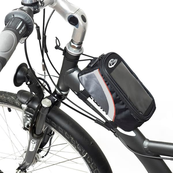 Cykelväska för smartphones - 20,5 x 10 x 10,5 cm, svart/grå/röd