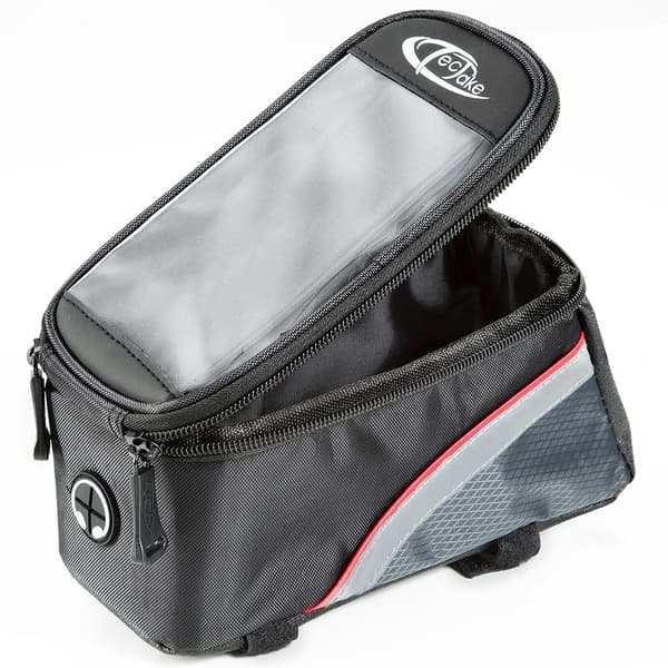Cykelväska för smartphones - 20,5 x 10 x 10,5 cm, svart/grå/röd