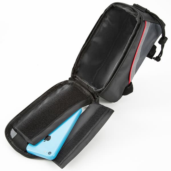 Cykelväska för smartphones - 20,5 x 10 x 10,5 cm, svart/grå/röd