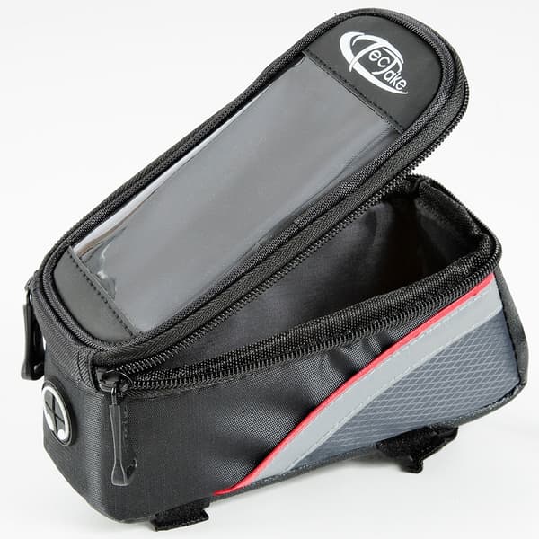 Cykelväska för smartphones - 18 x 8,5 x 8,5 cm, svart/grå/röd