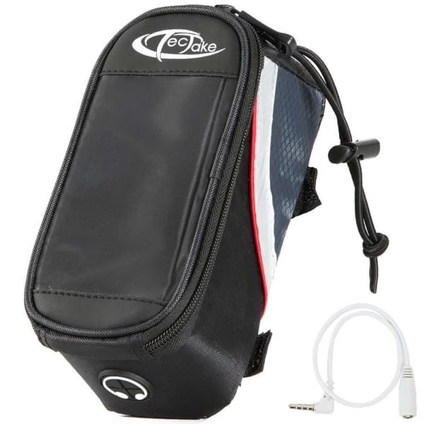 Cykelväska för smartphones - 18 x 8,5 x 8,5 cm, svart/grå/röd