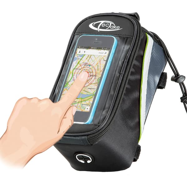 Cykelväska för smartphones - 20,5 x 10 x 10,5 cm, svart/grå/grön