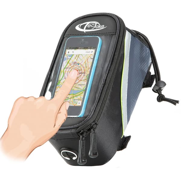 Cykelväska för smartphones - 20 x 9,5 x 10 cm, svart/grå/grön