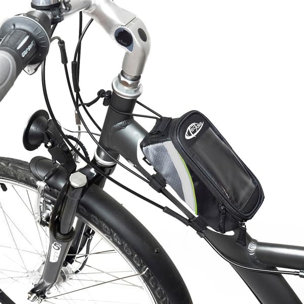 Cykelväska för smartphones - 20 x 9,5 x 10 cm, svart/grå/grön