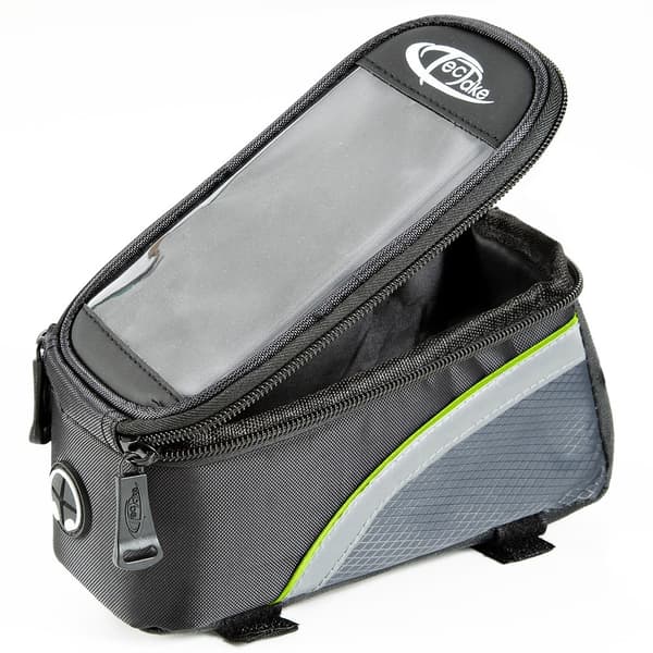 Cykelväska för smartphones - 20 x 9,5 x 10 cm, svart/grå/grön