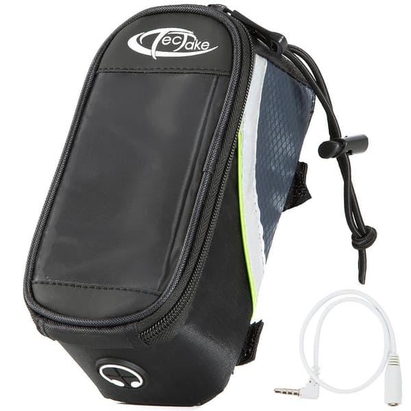Cykelväska för smartphones - 18 x 8,5 x 8,5 cm, svart/grå/grön
