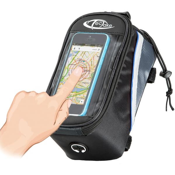 Cykelväska för smartphones - 20,5 x 10 x 10,5 cm, svart/grå/blå