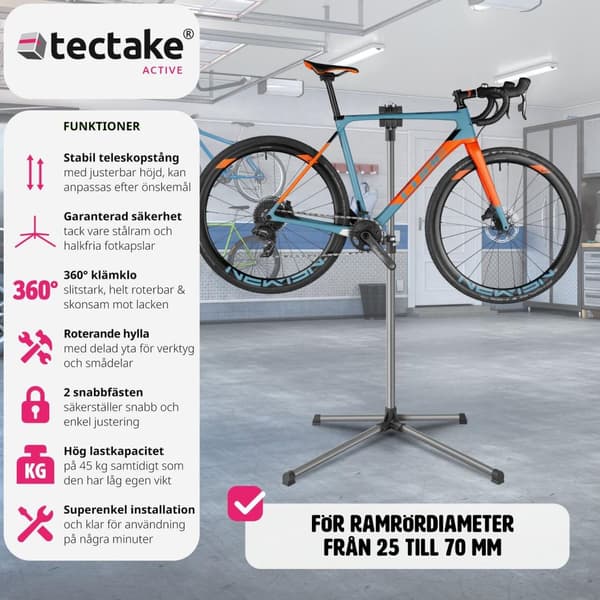 Reparationsställning för cykel med verktygsförvaring - svart