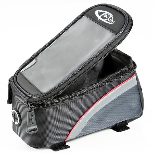 Cykeltaske til smartphone - 20 x 9,5 x 10 cm,sort/grå/rød