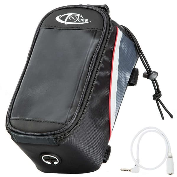 Cykeltaske til smartphone - 20,5 x 10 x 10,5 cm,sort/grå/rød