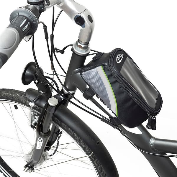 Cykeltaske til smartphone 18 x 8,5 x 8,5 cm sort/grå/grøn