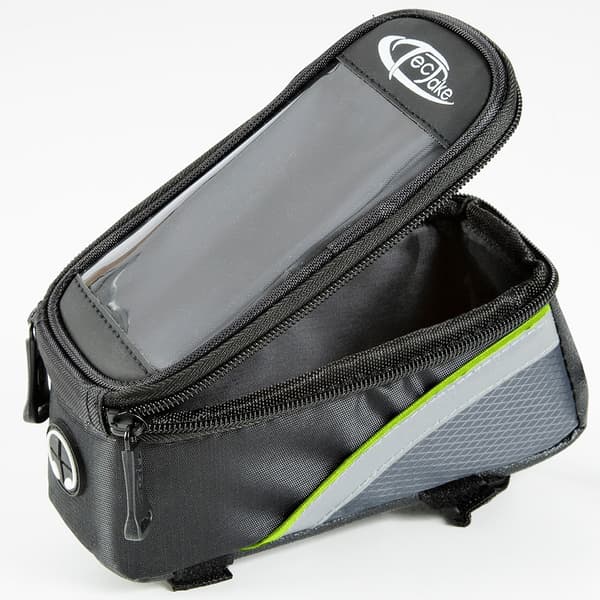 Cykeltaske til smartphone 18 x 8,5 x 8,5 cm sort/grå/grøn