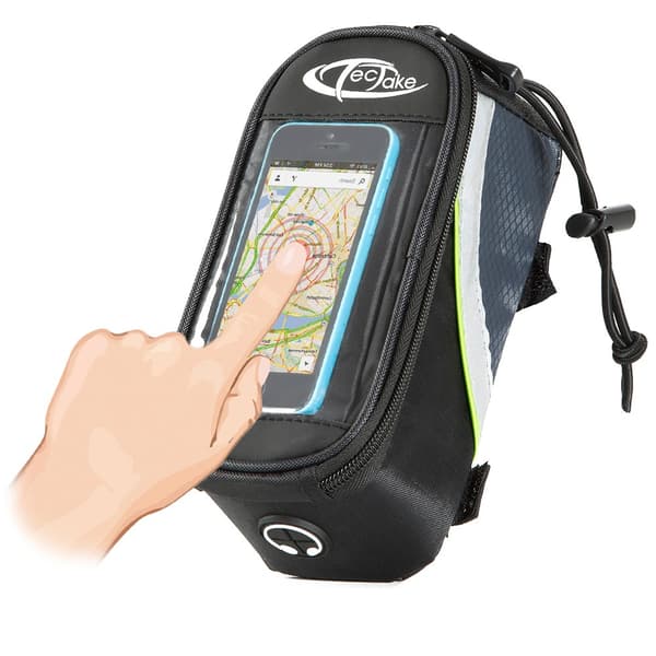Cykeltaske til smartphone 18 x 8,5 x 8,5 cm sort/grå/grøn