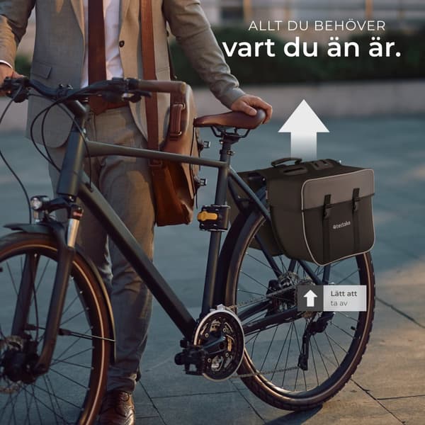 Cykelväska med reflexränder 35 l - svart