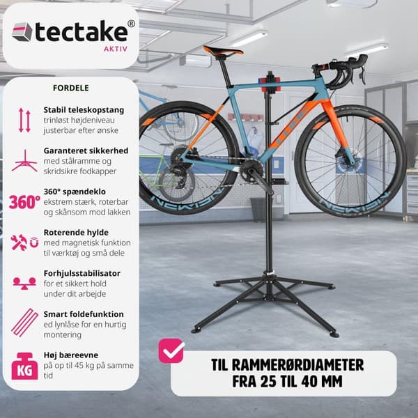 Cykel-reparationsstativ - sort