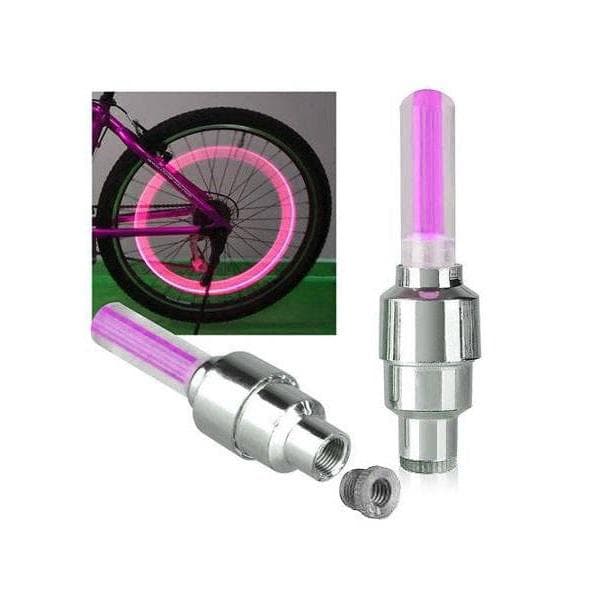 Cykel LED Däckventil 2-Pack (Rosa)