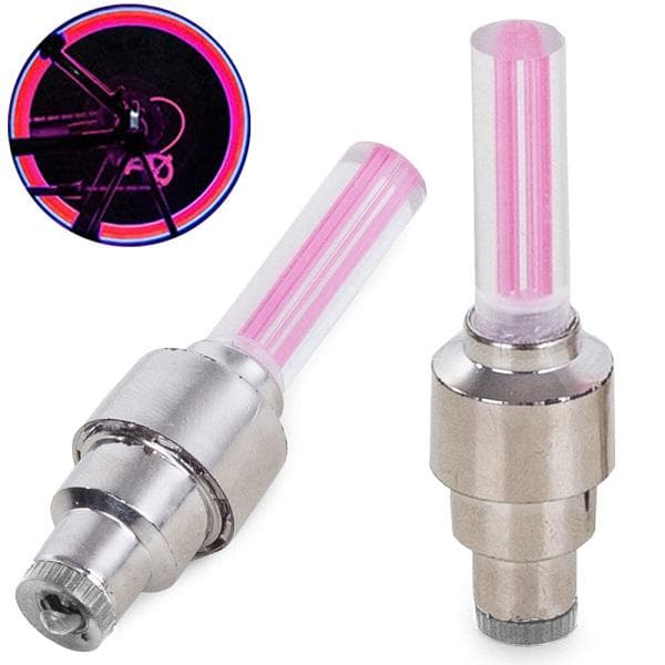 Cykel LED Däckventil 2-Pack (Rosa)