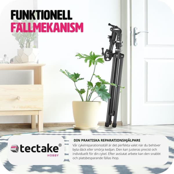 Cykelreparationsställ Tristan - Fällbar och höjdjusterbar, lämplig för elcyklar - svart