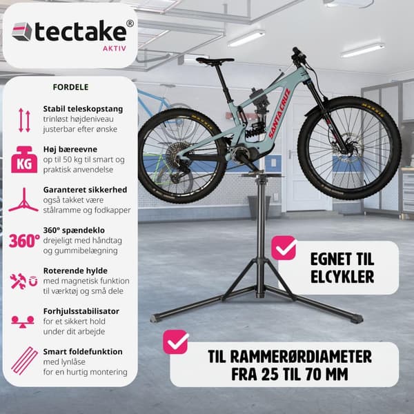 Cykelstativ Jan, foldbar og højdejusterbar - grå/sort