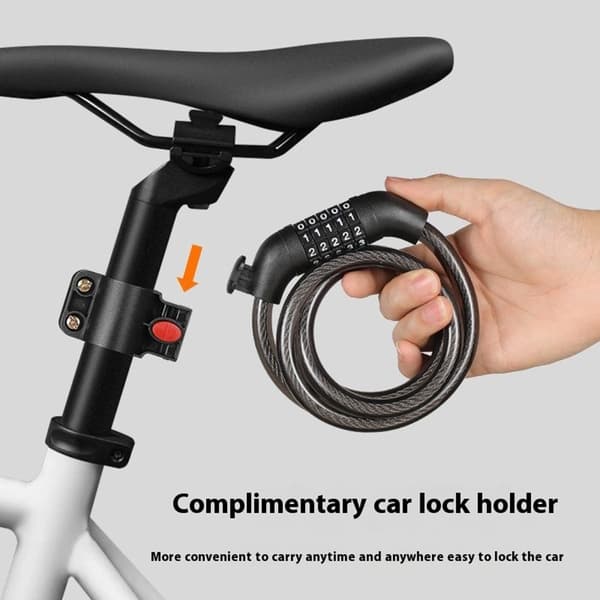 Cykellås Lås Kabel 5-cifret kombinationsmonteringsbeslag - orange