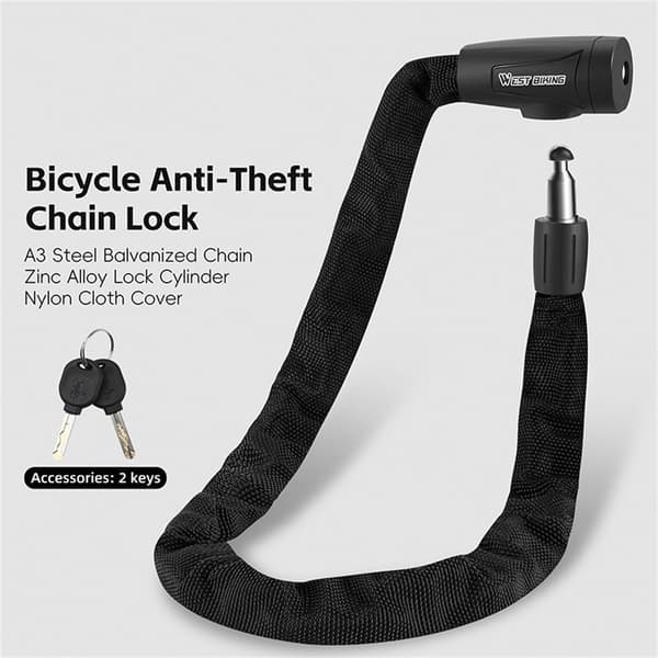 WEST BIKING Cykel Elcykel Moped Stål Lås Cykellås Kedjelås 70cm Stöldskydd MTB