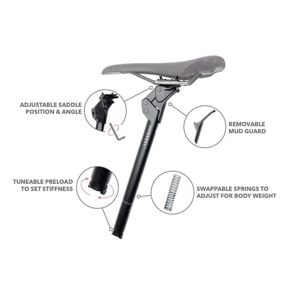 Redshift Sports Affjedret Sadelpind Shockstop Søvfarvet 245-280 mm / 27.2 mm