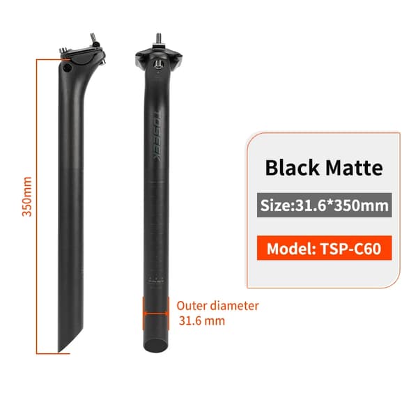 Kolfiber Sadelstolpe, Lättviktsdesign, Mångsidiga Storleksalternativ,31,6-350