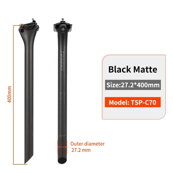 Carbon sadelpind, letvægtsdesign, maksimal belastning 120 kg,27.2-400