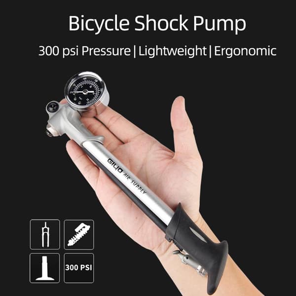 300psi hopfällbar högtryck cykelluftchockpump med spak och mätare, lämplig för gaffel- och bakfjädring mountainbikes